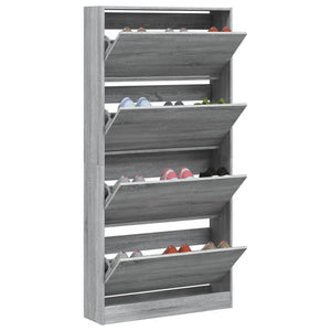 vidaXL Meuble à chaussures avec 4 abattants gris et chêne sonoma 80x21x163,5 cm