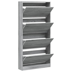 vidaXL Meuble à chaussures avec 4 abattants gris et chêne sonoma 80x21x163,5 cm
