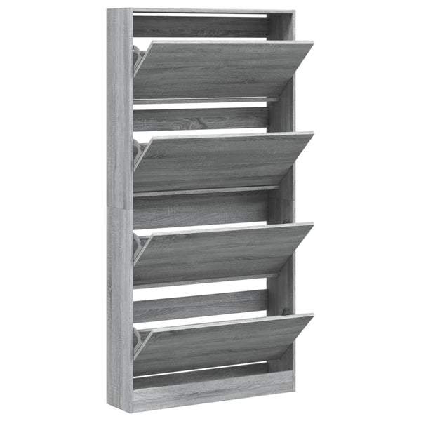 vidaXL Meuble à chaussures avec 4 abattants gris et chêne sonoma 80x21x163,5 cm