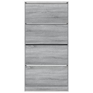 vidaXL Meuble à chaussures avec 4 abattants gris et chêne sonoma 80x21x163,5 cm