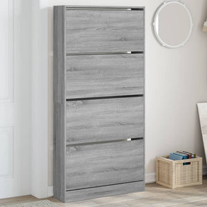 vidaXL Meuble à chaussures avec 4 abattants gris et chêne sonoma 80x21x163,5 cm