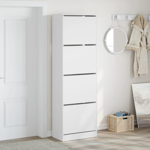 Weißer Schuhschrank mit 4 Klappen