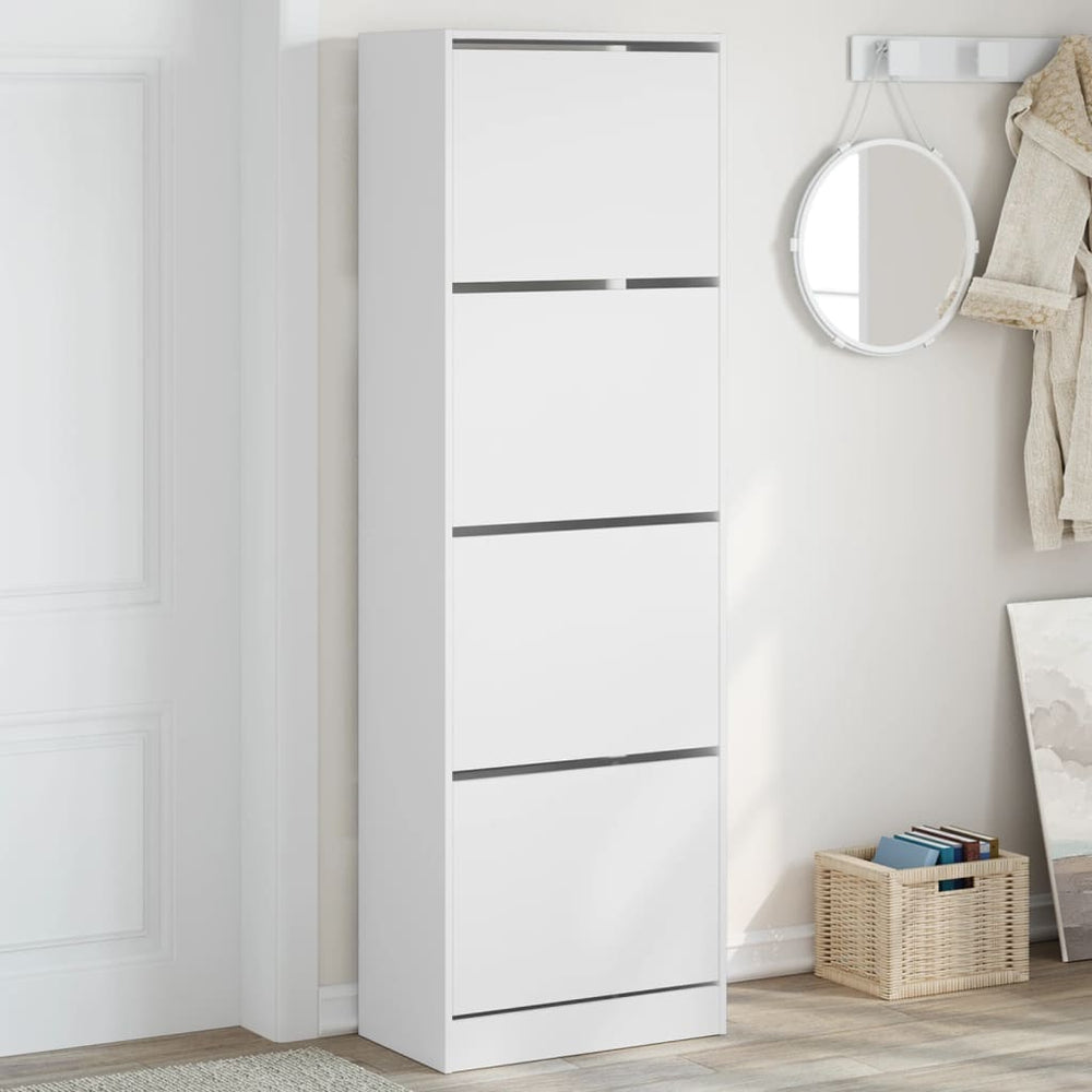 Weißer Schuhschrank mit 4 Klappen