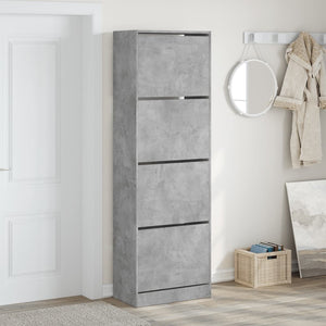 vidaXL Armoire à chaussures avec 4 abattants gris béton 60x34x187,5 cm
