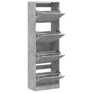 vidaXL Armoire à chaussures avec 4 abattants gris béton 60x34x187,5 cm
