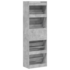 vidaXL Armoire à chaussures avec 4 abattants gris béton 60x34x187,5 cm