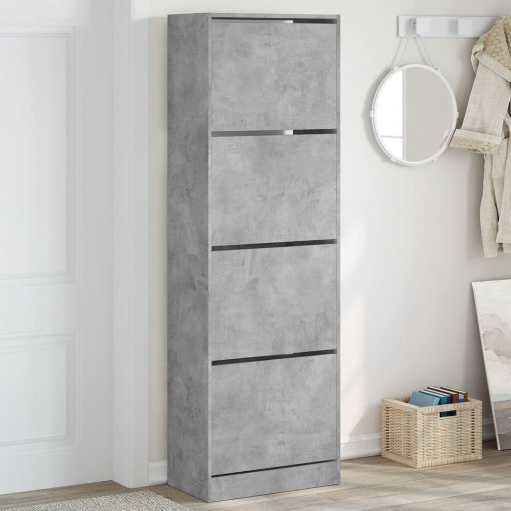 Schuhschrank Betongrau mit 4 Klappen