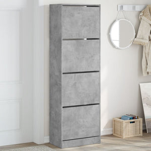 vidaXL Armoire à chaussures avec 4 abattants gris béton 60x34x187,5 cm