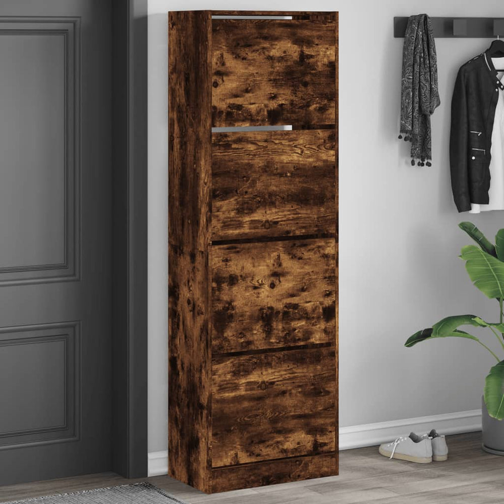 Schuhschrank Räuchereiche mit 4 Klappen