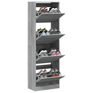 vidaXL Meuble à chaussures à 4 abattants gris Sonoma 60x34x187,5 cm