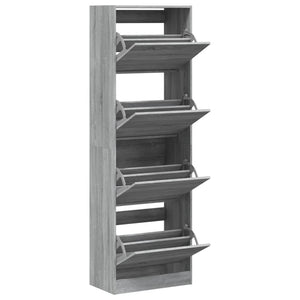 vidaXL Meuble à chaussures à 4 abattants gris Sonoma 60x34x187,5 cm