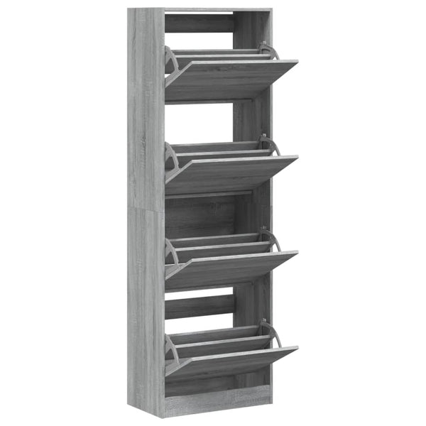 vidaXL Meuble à chaussures à 4 abattants gris Sonoma 60x34x187,5 cm