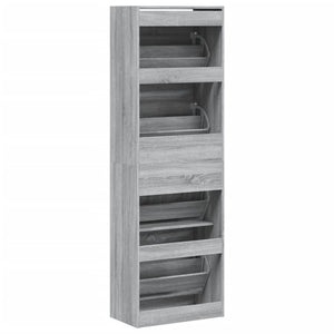 vidaXL Meuble à chaussures à 4 abattants gris Sonoma 60x34x187,5 cm