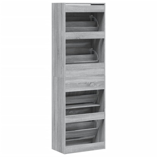 vidaXL Meuble à chaussures à 4 abattants gris Sonoma 60x34x187,5 cm