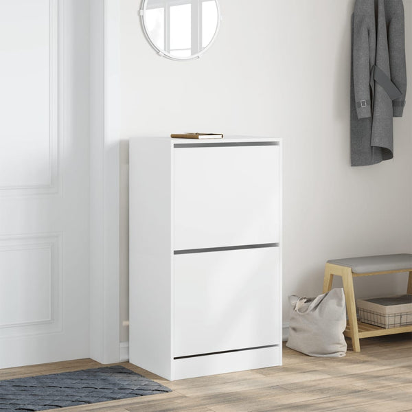 Schuhschrank Weiß mit 2 Klappen 60x108 cm