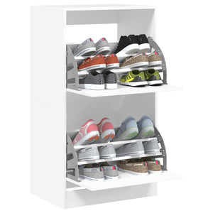 Schuhschrank Weiß mit 2 Klappen 60x108 cm