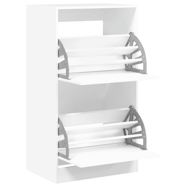 Schuhschrank Weiß mit 2 Klappen 60x108 cm