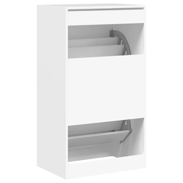 Schuhschrank Weiß mit 2 Klappen 60x108 cm