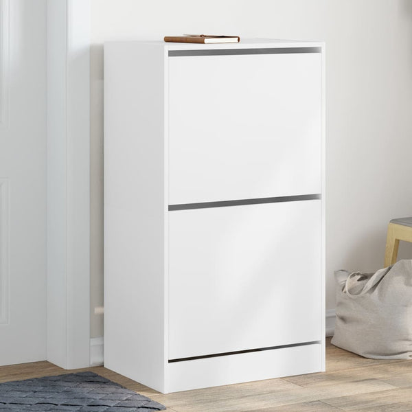 Schuhschrank Weiß mit 2 Klappen 60x108 cm