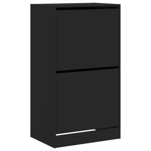 Schuhschrank Schwarz mit 2 Klappen