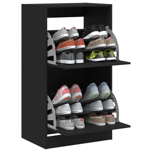 Schuhschrank Schwarz mit 2 Klappen