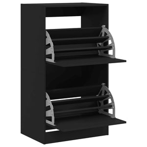 Schuhschrank Schwarz mit 2 Klappen