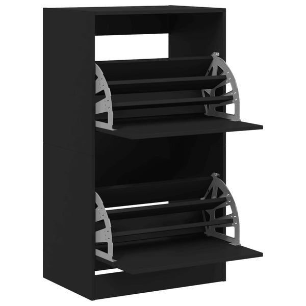 Schuhschrank Schwarz mit 2 Klappen