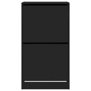 Schuhschrank Schwarz mit 2 Klappen