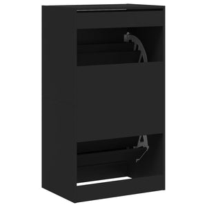 Schuhschrank Schwarz mit 2 Klappen