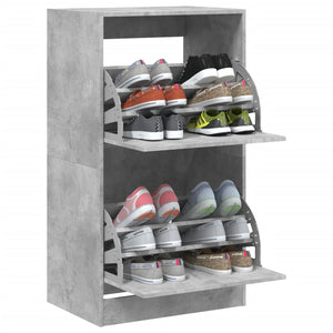 vidaXL Meuble à chaussures à 2 abattants Gris béton 60x42x108 cm