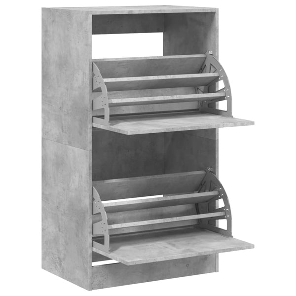vidaXL Meuble à chaussures à 2 abattants Gris béton 60x42x108 cm