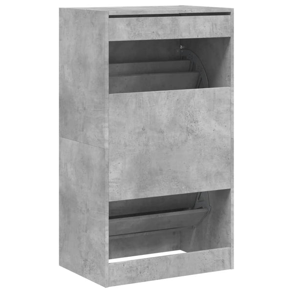 vidaXL Meuble à chaussures à 2 abattants Gris béton 60x42x108 cm
