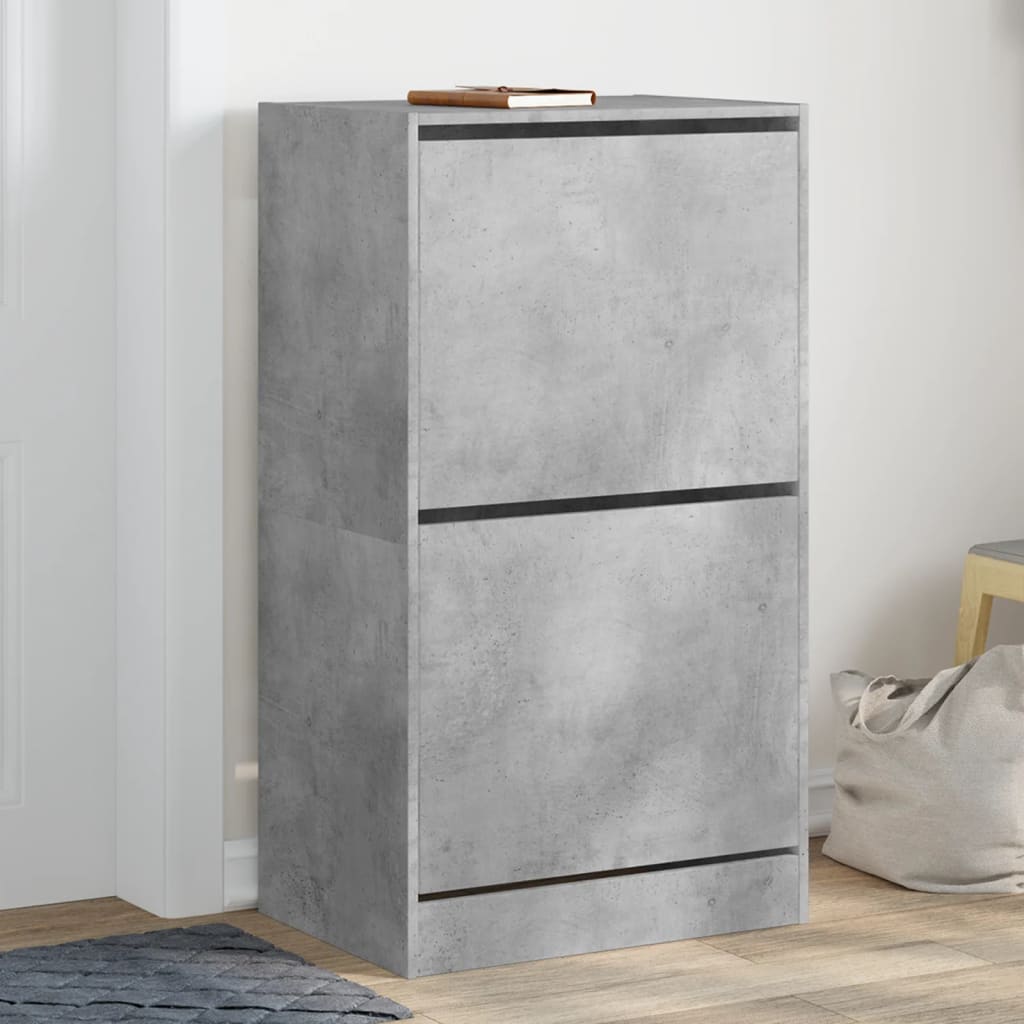 vidaXL Meuble à chaussures à 2 abattants Gris béton 60x42x108 cm
