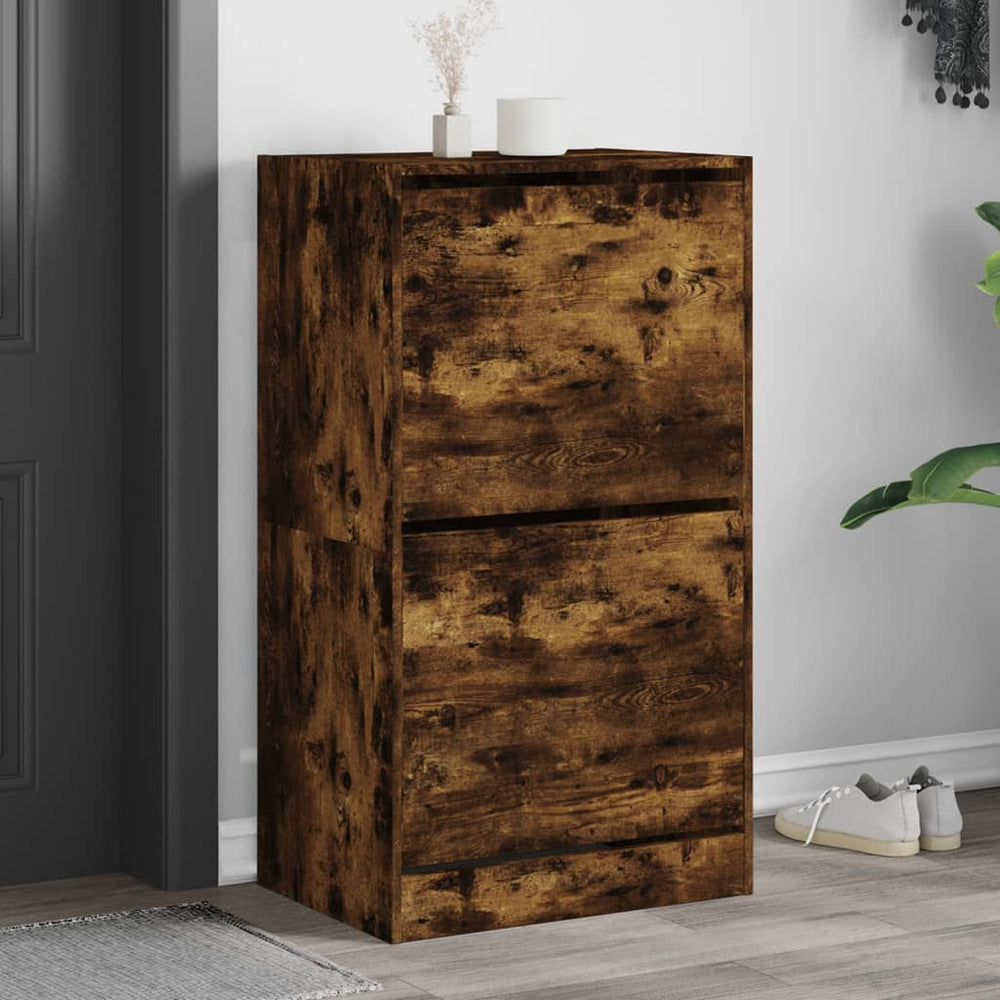 Schuhschrank Räuchereiche mit 2 Klappen