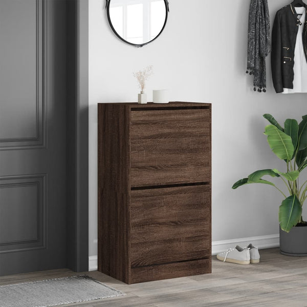 Schuhschrank Braun Eiche-Optik, 2 Klappen