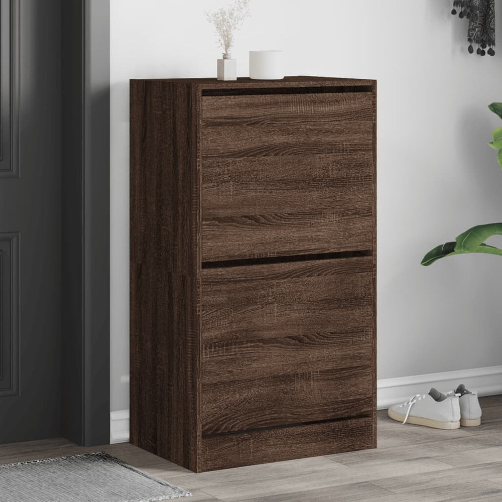 Schuhschrank Braun Eiche-Optik, 2 Klappen
