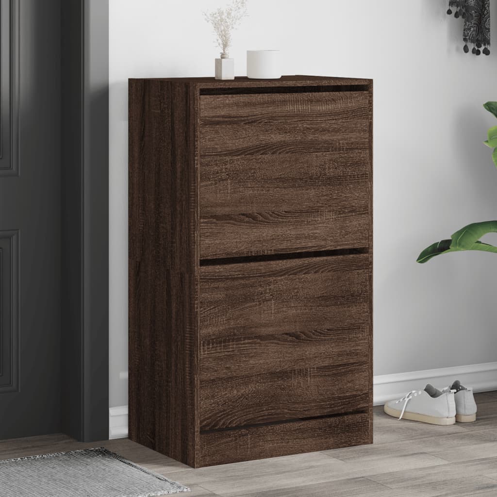 Schuhschrank Braun Eiche-Optik, 2 Klappen