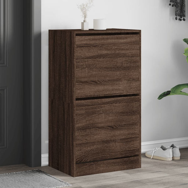 Schuhschrank Braun Eiche-Optik, 2 Klappen