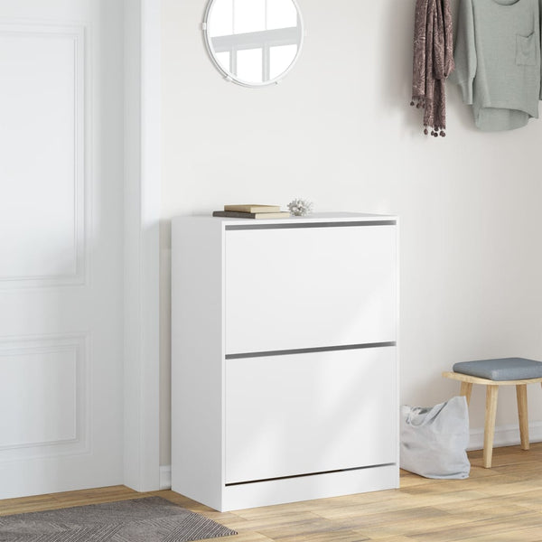 Schuhschrank Weiß mit 2 Klappen 80x108 cm