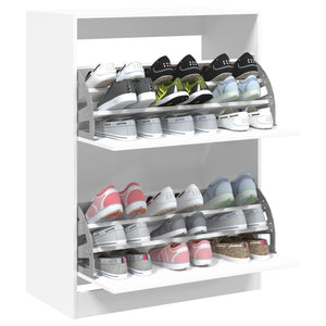 Schuhschrank Weiß mit 2 Klappen 80x108 cm