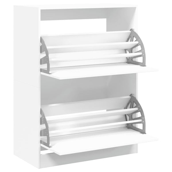 Schuhschrank Weiß mit 2 Klappen 80x108 cm