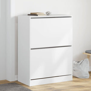 Schuhschrank Weiß mit 2 Klappen 80x108 cm