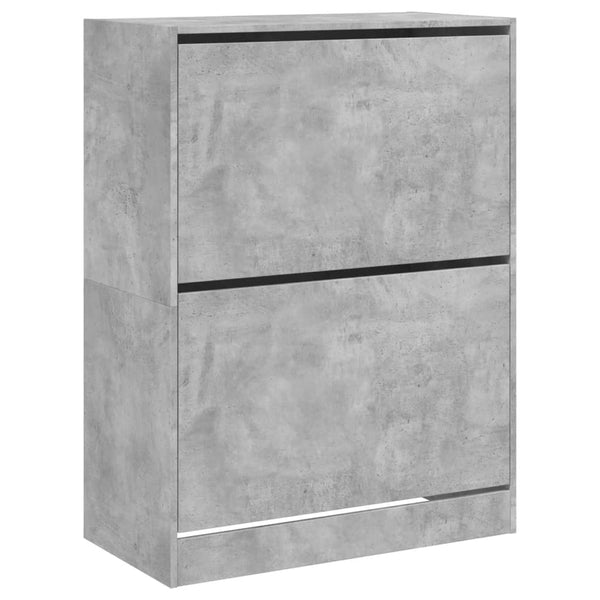 Meuble à chaussures vidaXL avec 2 abattants Gris béton 80x42x108 cm