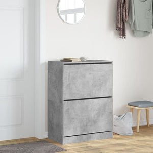 Meuble à chaussures vidaXL avec 2 abattants Gris béton 80x42x108 cm