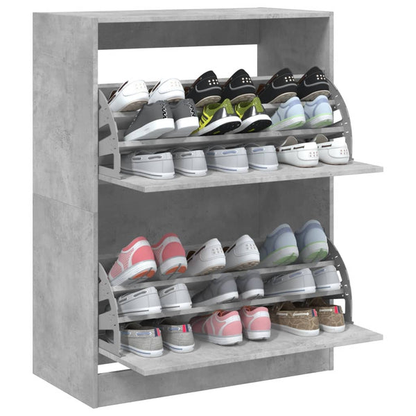 Meuble à chaussures vidaXL avec 2 abattants Gris béton 80x42x108 cm