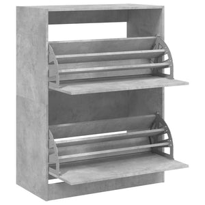 Meuble à chaussures vidaXL avec 2 abattants Gris béton 80x42x108 cm