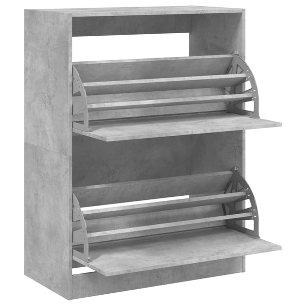 Meuble à chaussures vidaXL avec 2 abattants Gris béton 80x42x108 cm