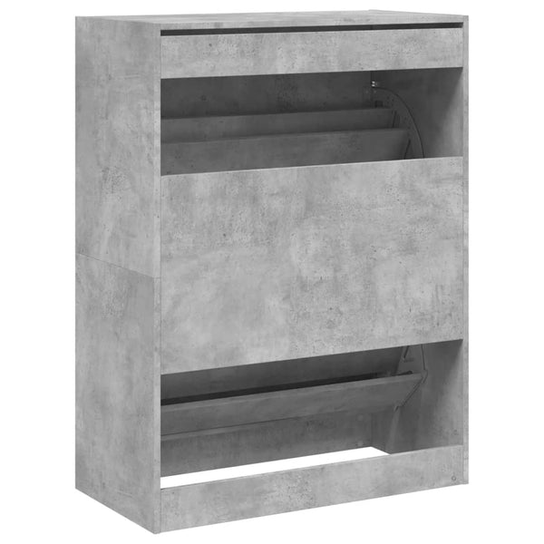 Meuble à chaussures vidaXL avec 2 abattants Gris béton 80x42x108 cm