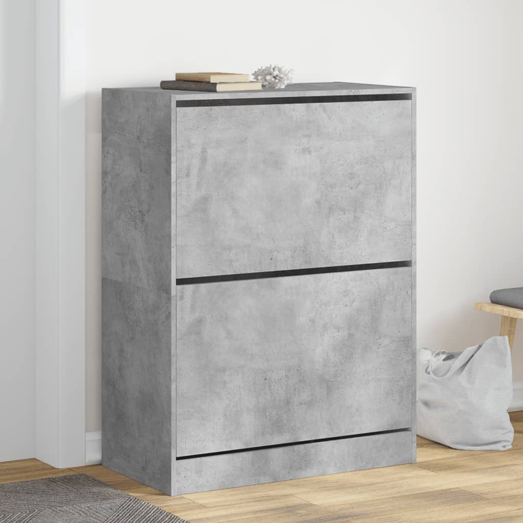 Meuble à chaussures vidaXL avec 2 abattants Gris béton 80x42x108 cm