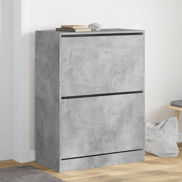 Meuble à chaussures vidaXL avec 2 abattants Gris béton 80x42x108 cm